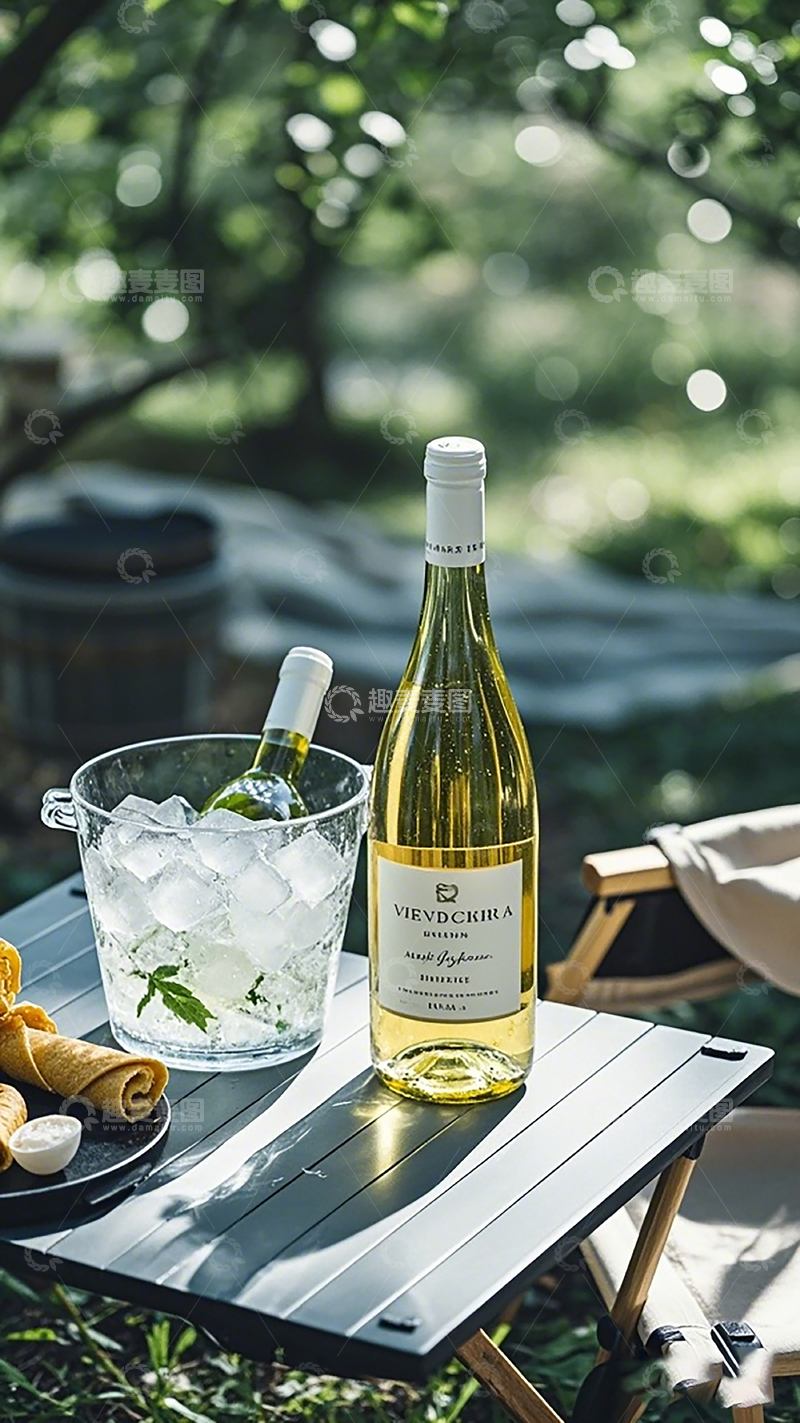 高清大图下载【趣麦麦图】户外休闲白酒冰块场景