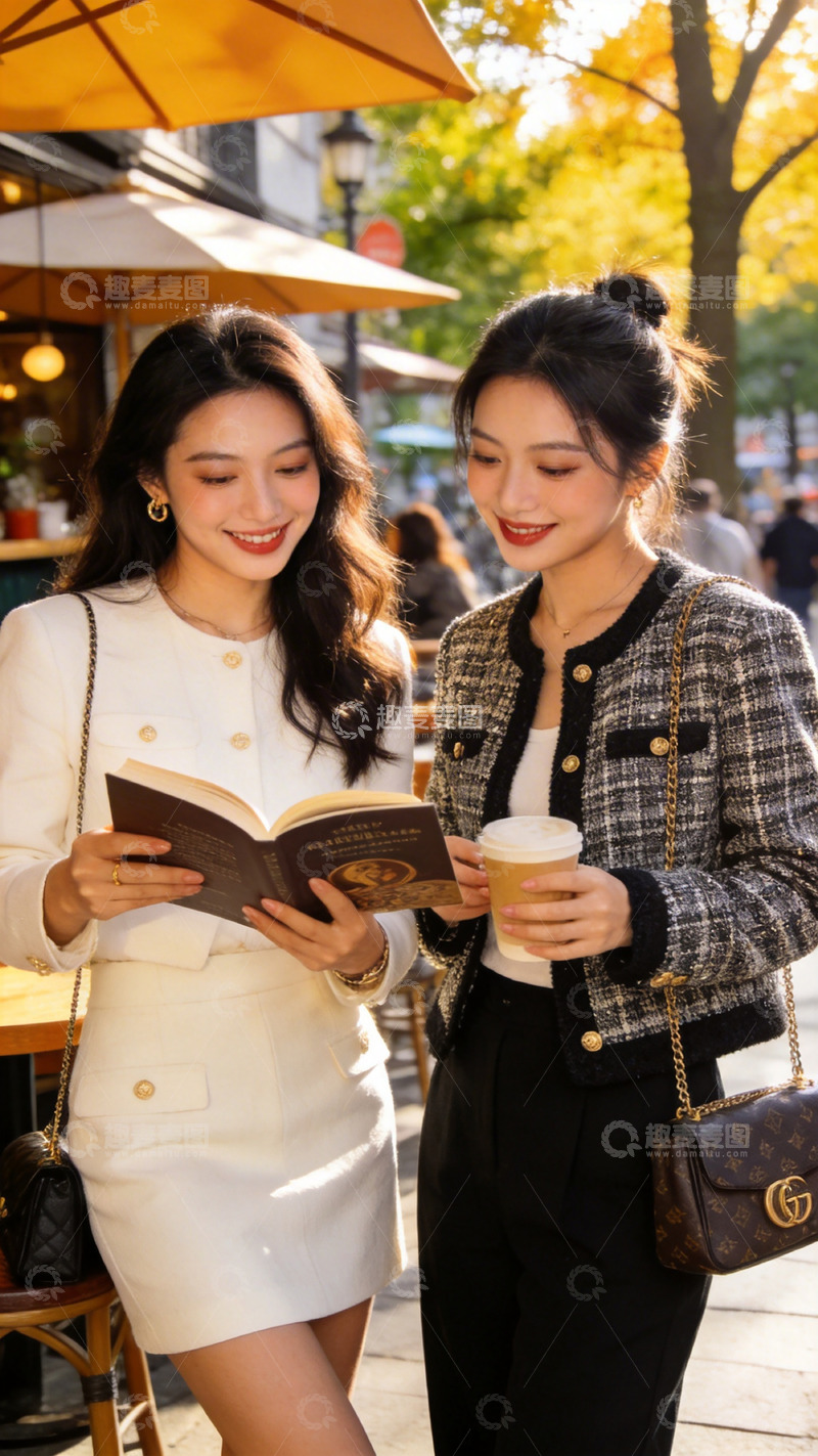 高清大图下载【趣麦麦图】秋日街头时尚闺蜜写真