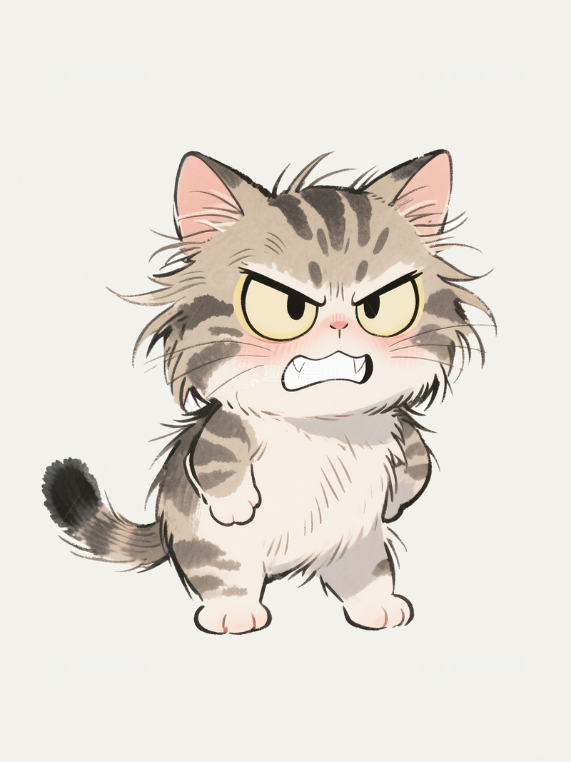 源文件下载【趣麦麦图】手绘风格生气的猫咪2