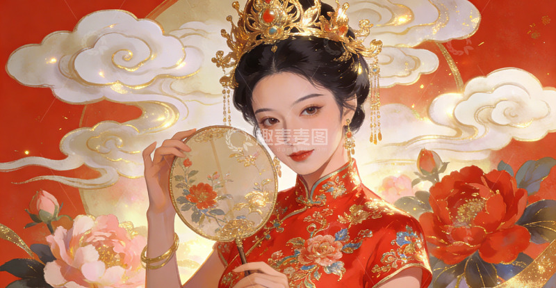 高清大图下载【趣麦麦图】华丽古风贵妃插画