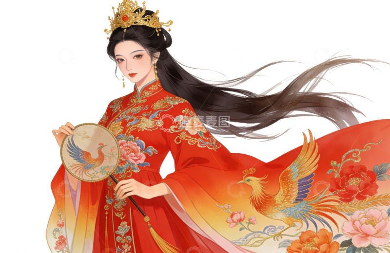 高清大图下载【趣麦麦图】古风华丽新娘插画设计图