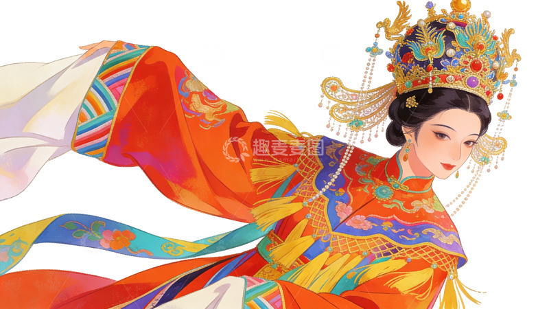 高清大图下载【趣麦麦图】古风皇后插画艺术图片