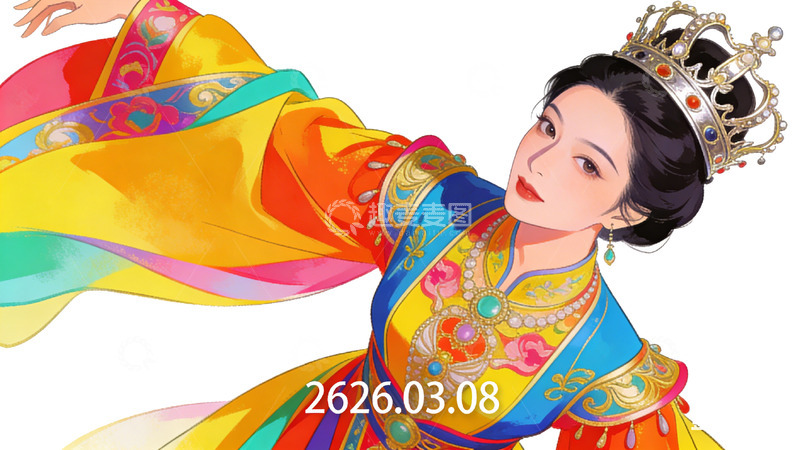 高清大图下载【趣麦麦图】华丽古装仕女插画设计素材