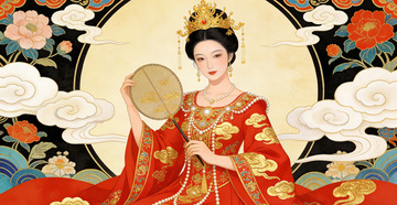 古风华丽仕女插画