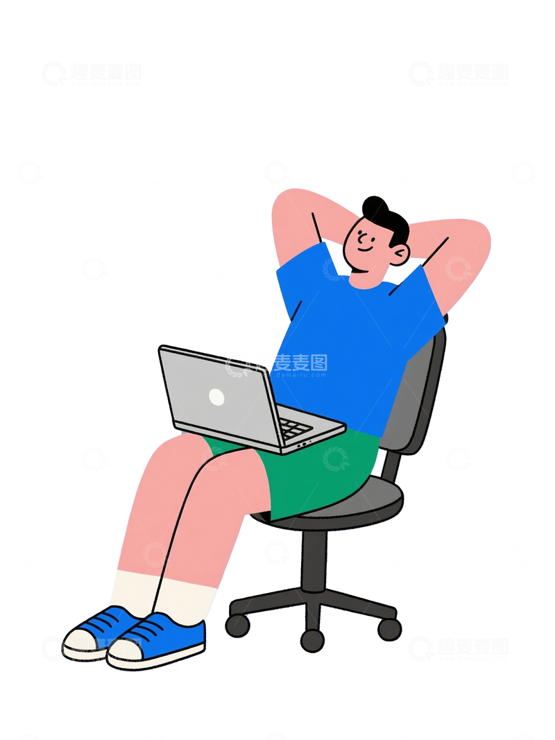 源文件下载【趣麦麦图】扁平风格舒展身体的打工人2