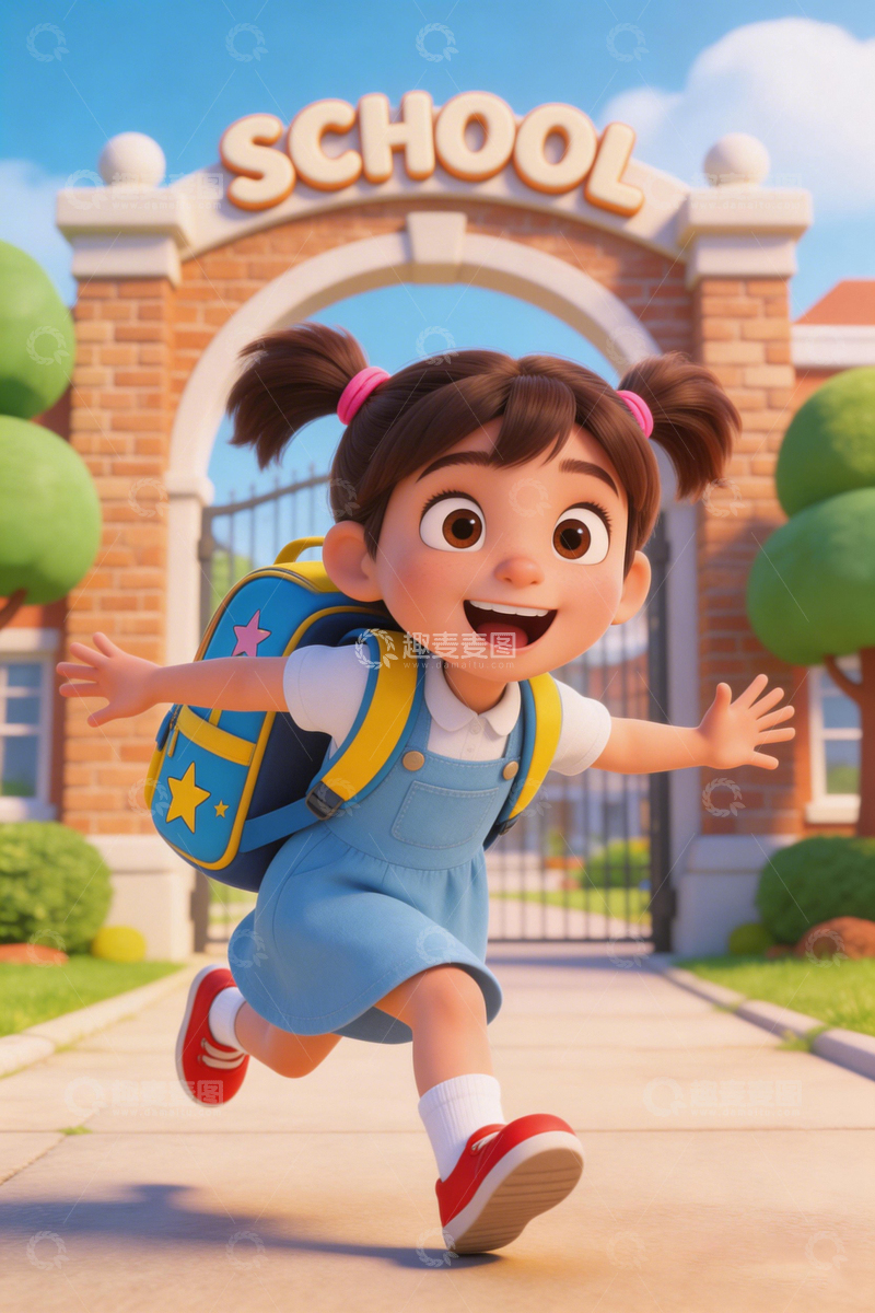 高清大图下载【趣麦麦图】欢乐校园小女孩动画形象