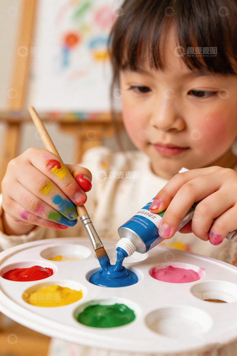 高清大图下载【趣麦麦图】小女孩绘画创作