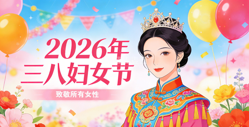 高清大图下载【趣麦麦图】喜庆风三八妇女节宣传海报设计素材