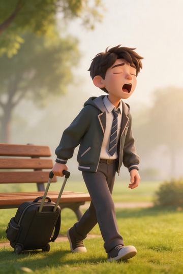 校园卡通男孩旅行图