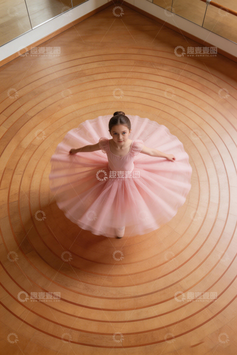 高清大图下载【趣麦麦图】芭蕾舞者粉色舞裙旋转瞬间