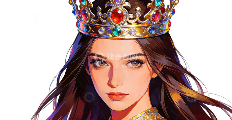 高清大图下载【趣麦麦图】华丽皇冠女性插画设计素材
