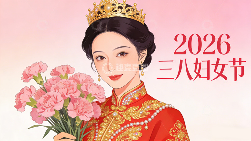 高清大图下载【趣麦麦图】华丽风三八妇女节宣传海报