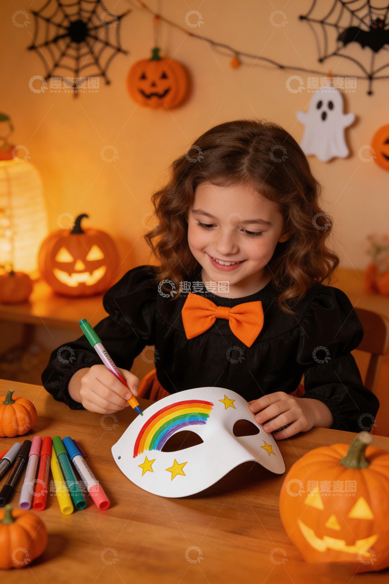 高清大图下载【趣麦麦图】万圣节儿童绘画装饰场景