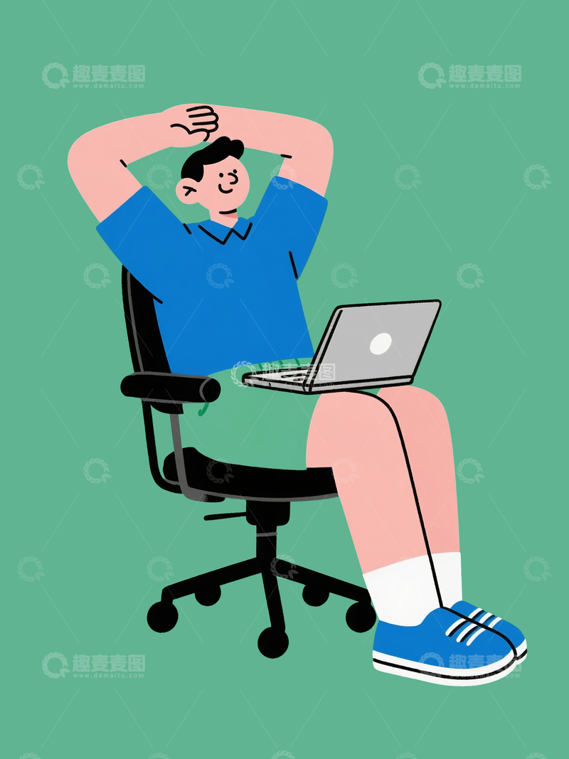 源文件下载【趣麦麦图】扁平风格舒展身体的打工人4