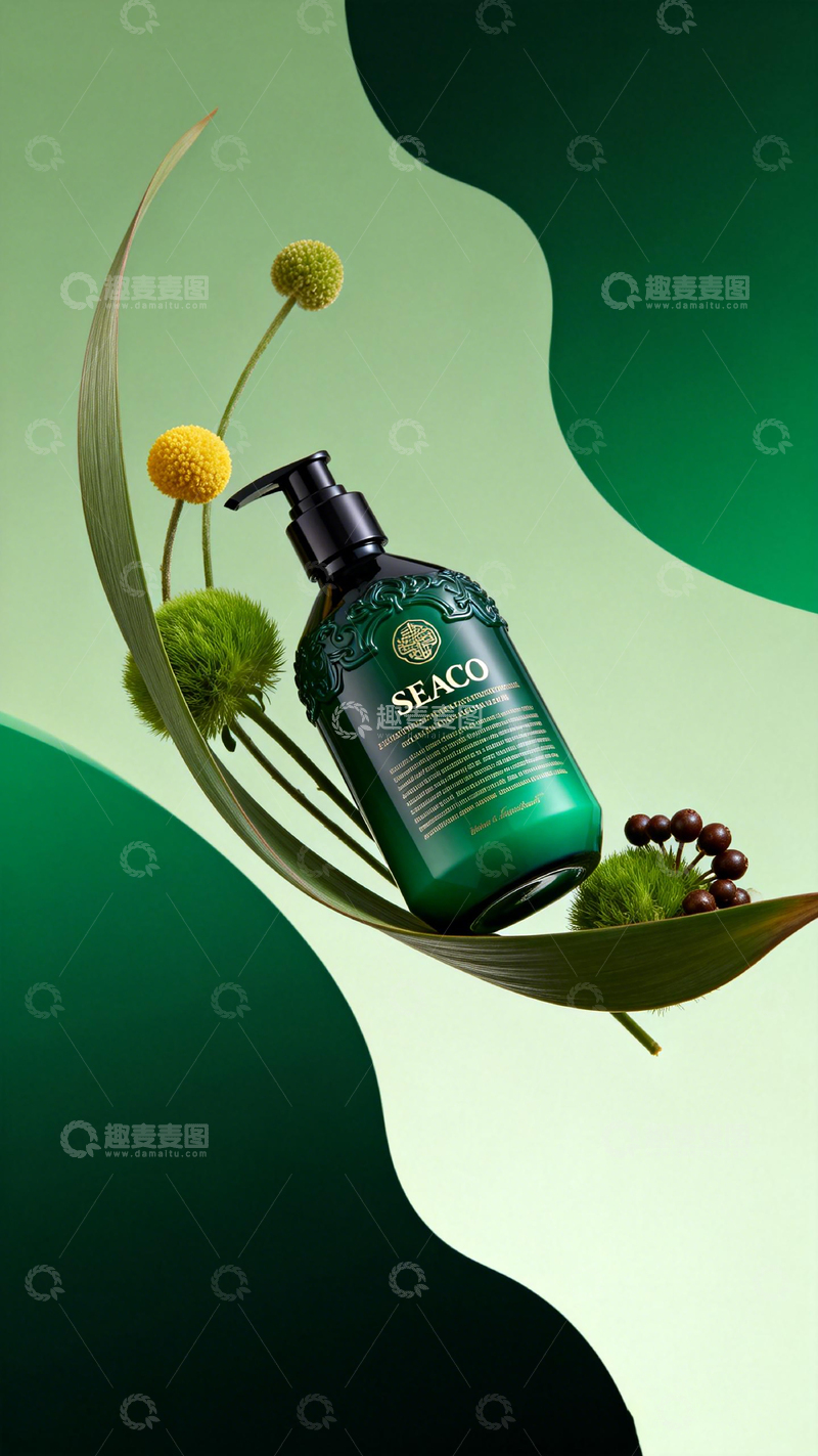 高清大图下载【趣麦麦图】绿色护肤产品艺术照