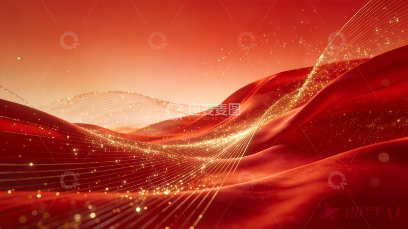 高清大图下载【趣麦麦图】红色波纹光效背景