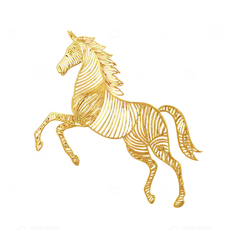高清大图下载【趣麦麦图】华丽金色骏马腾空而起