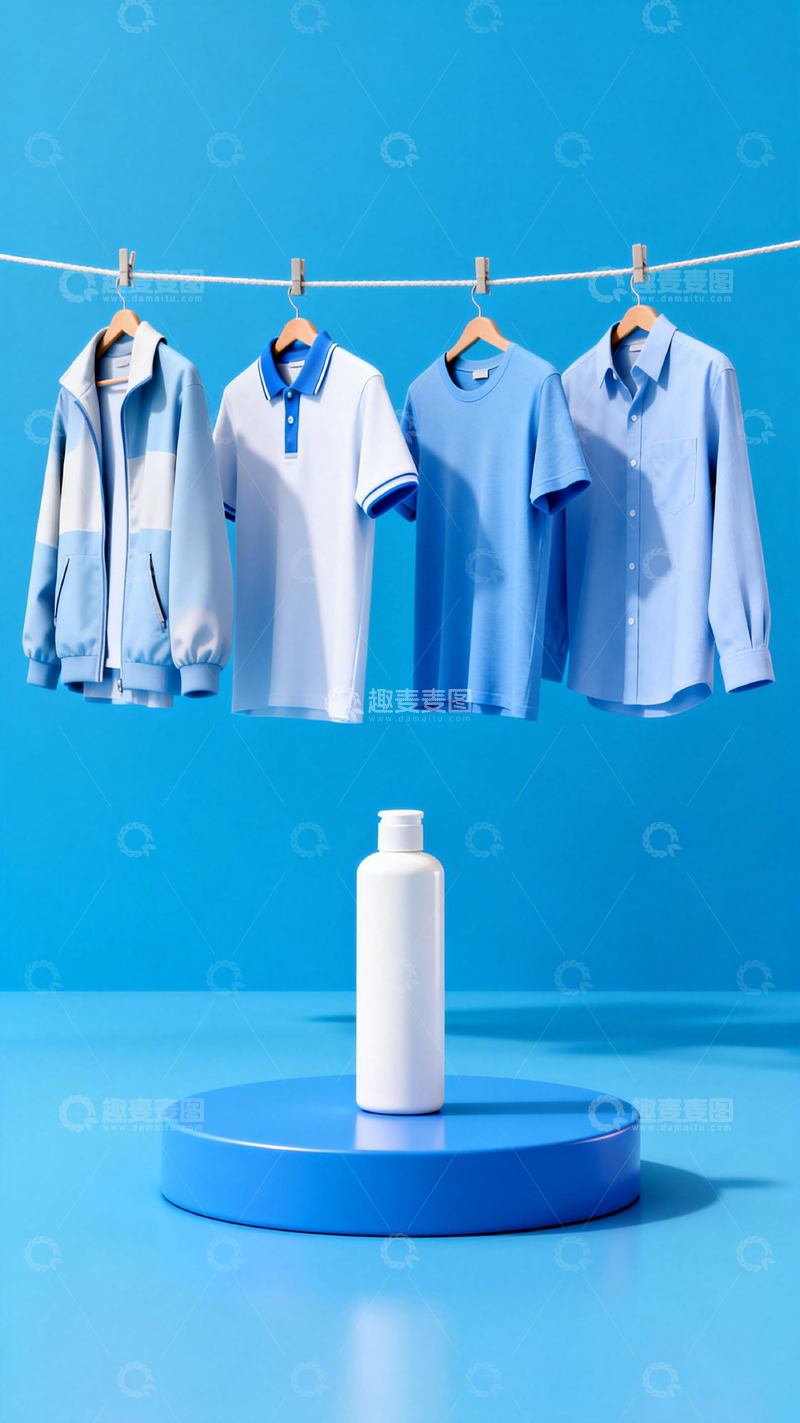 高清大图下载【趣麦麦图】清新简约衣物护理广告图