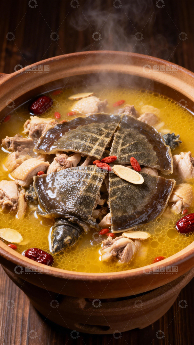 高清大图下载【趣麦麦图】炖甲鱼鸡汤美食摄影