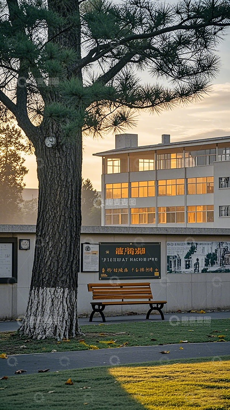 高清大图下载【趣麦麦图】校园黄昏静景