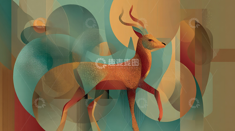 高清大图下载【趣麦麦图】梦幻神鹿穿越时空的奇迹