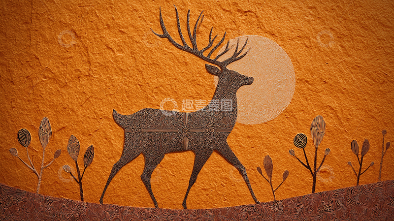 高清大图下载【趣麦麦图】神秘月光下的鹿影之舞