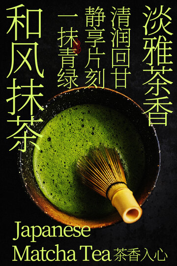 和风淡雅抹茶茶饮海报