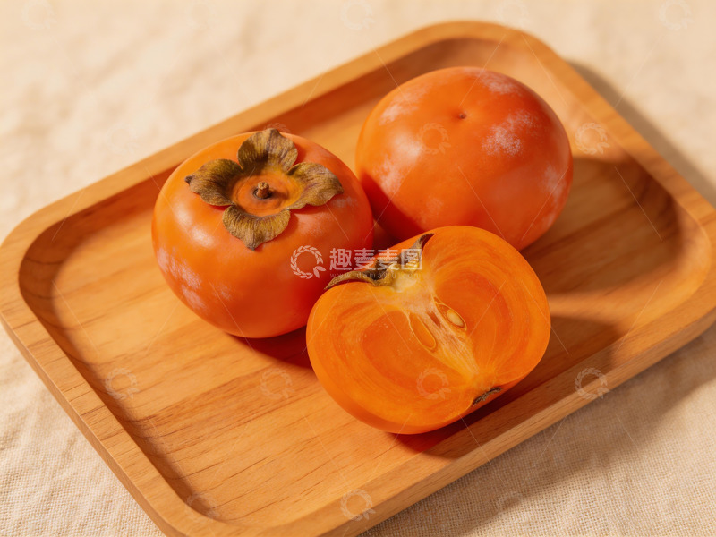 高清大图下载【趣麦麦图】木盘柿子静物摄影