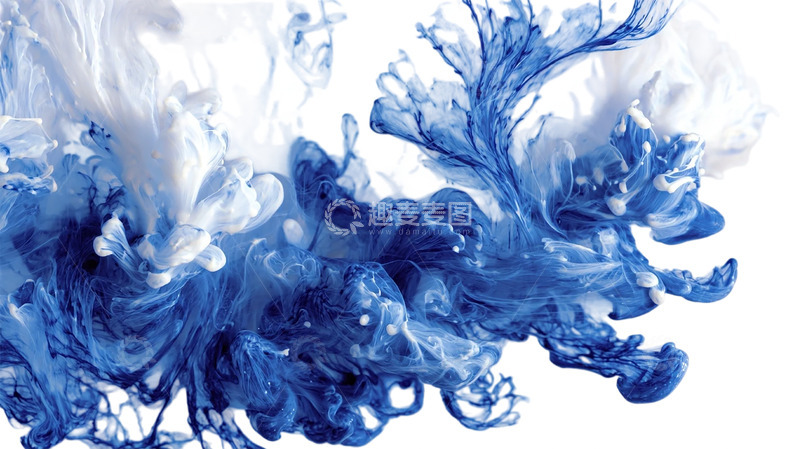 高清大图下载【趣麦麦图】蓝色梦境中的水墨奇观