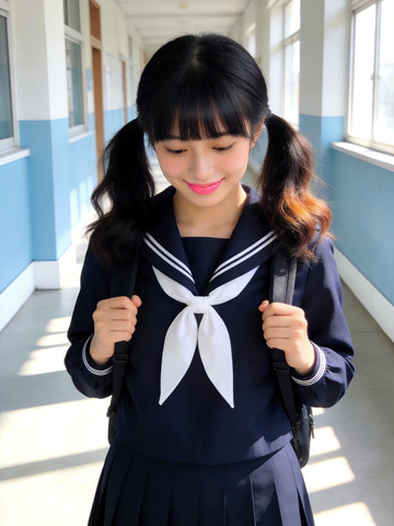 校园风少女走廊写真