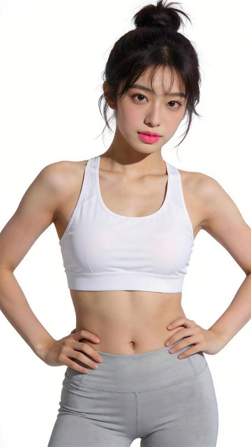 健身女青年白色背心展示