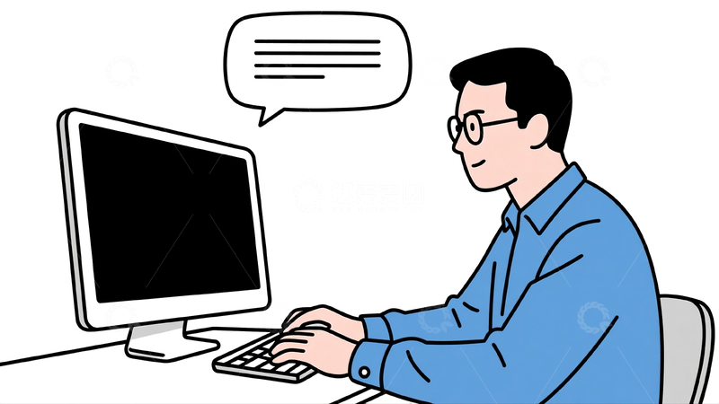 源文件下载【趣麦麦图】简约线条插画办公的男子3