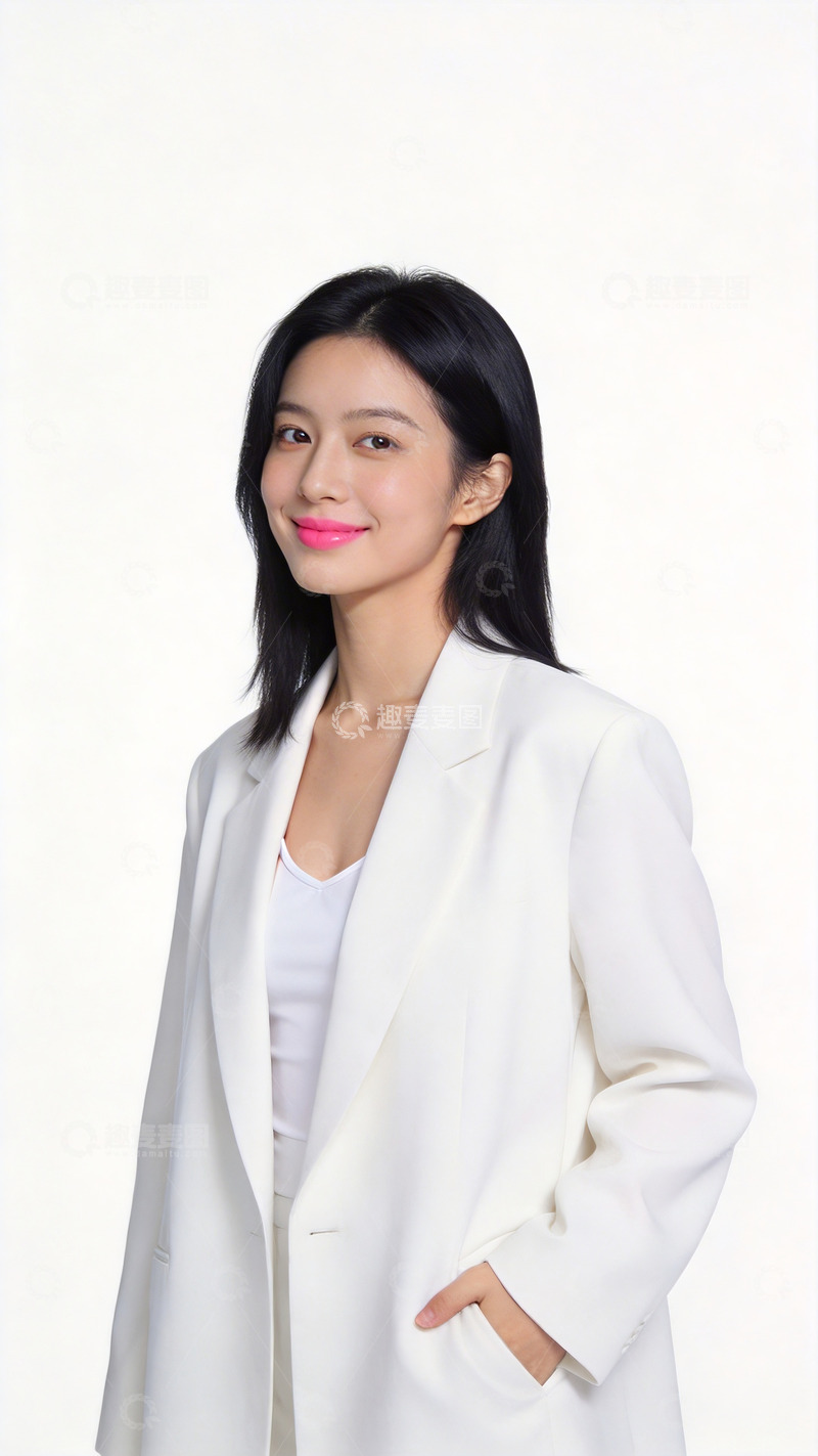 高清大图下载【趣麦麦图】白色西装女性职业形象写真