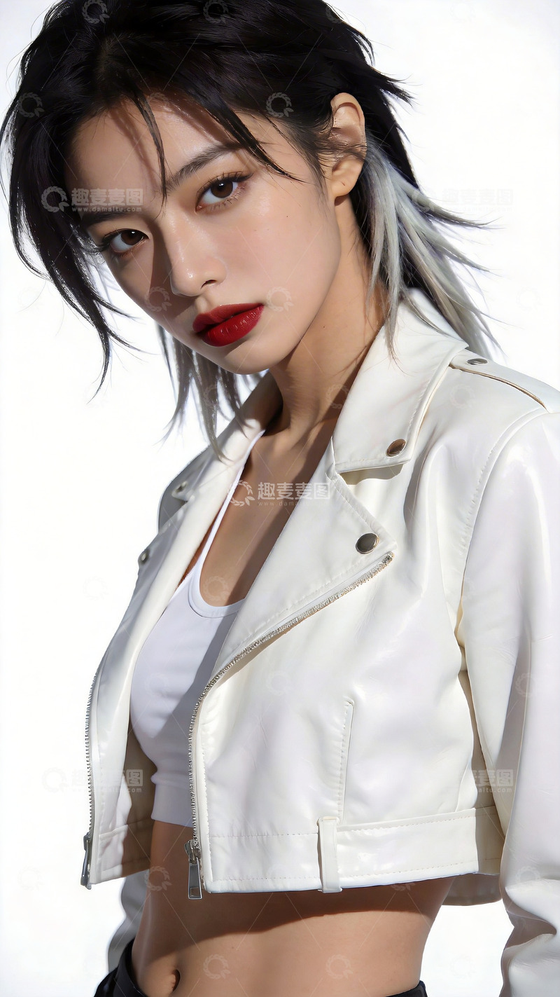 高清大图下载【趣麦麦图】时尚女性白色外套写真