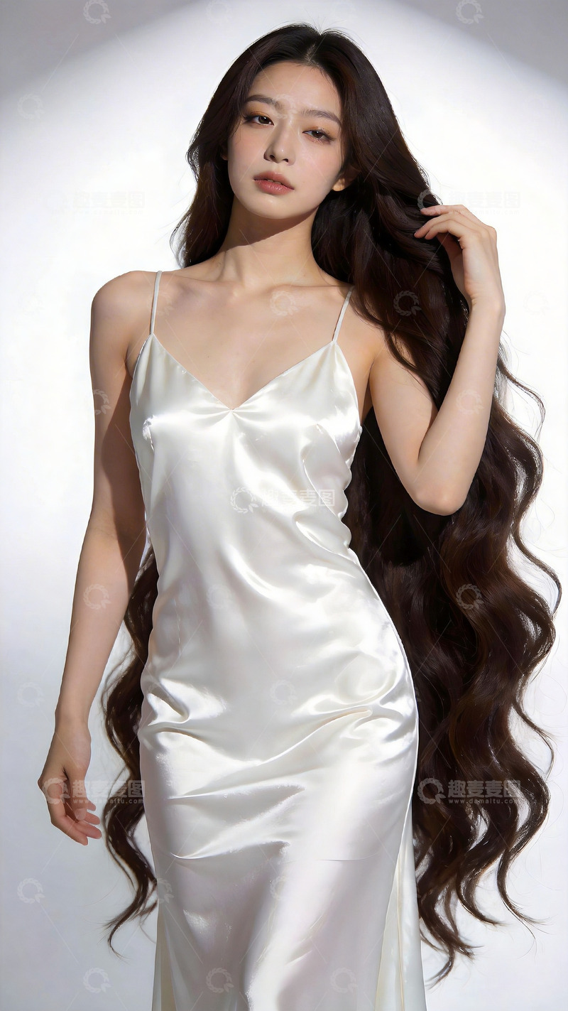 高清大图下载【趣麦麦图】优雅白裙长发美女写真