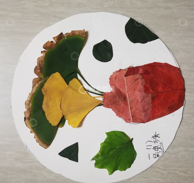 高清大图下载【趣麦麦图】秋叶拼贴艺术创意作品