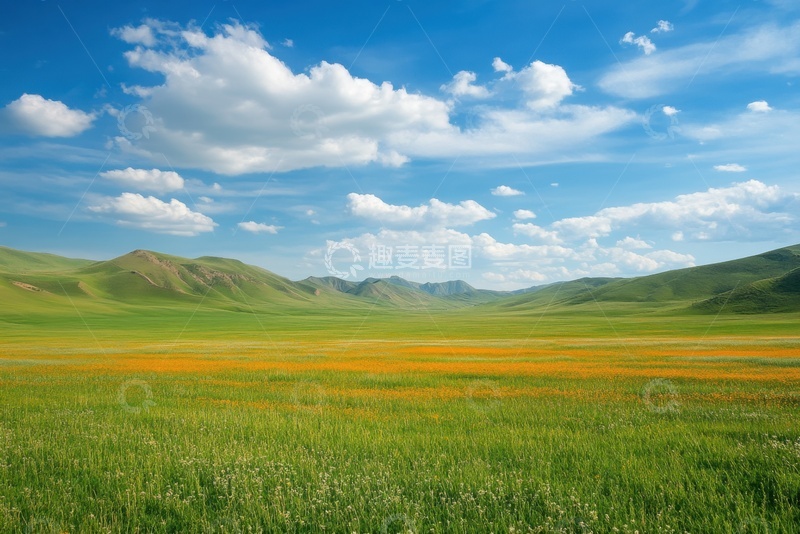 高清大图下载【趣麦麦图】青黄大草原自然美景