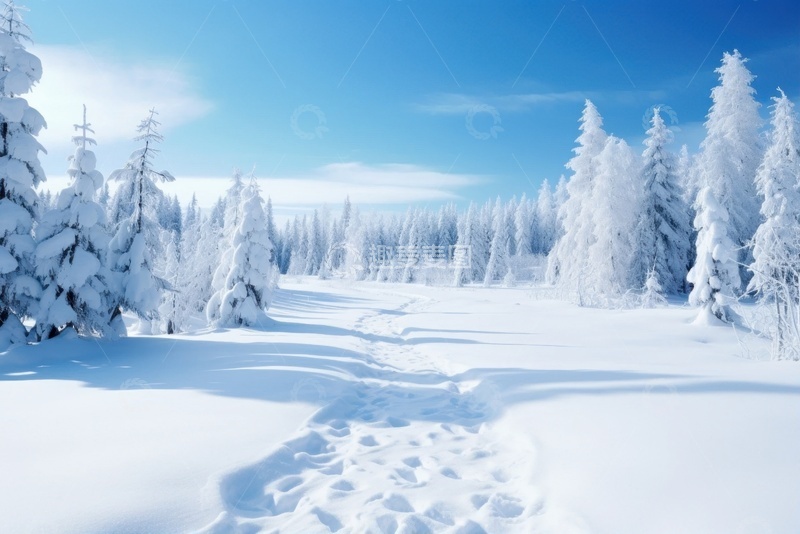 高清大图下载【趣麦麦图】冬季森林白雪雪地美景