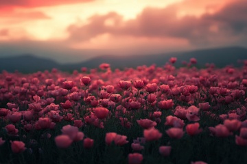 一片玫红色的花田花海