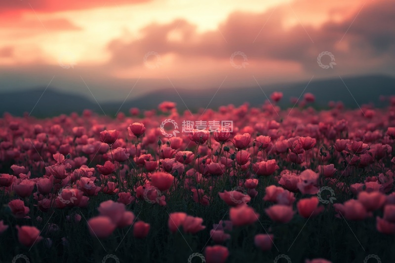 高清大图下载【趣麦麦图】一片玫红色的花田花海