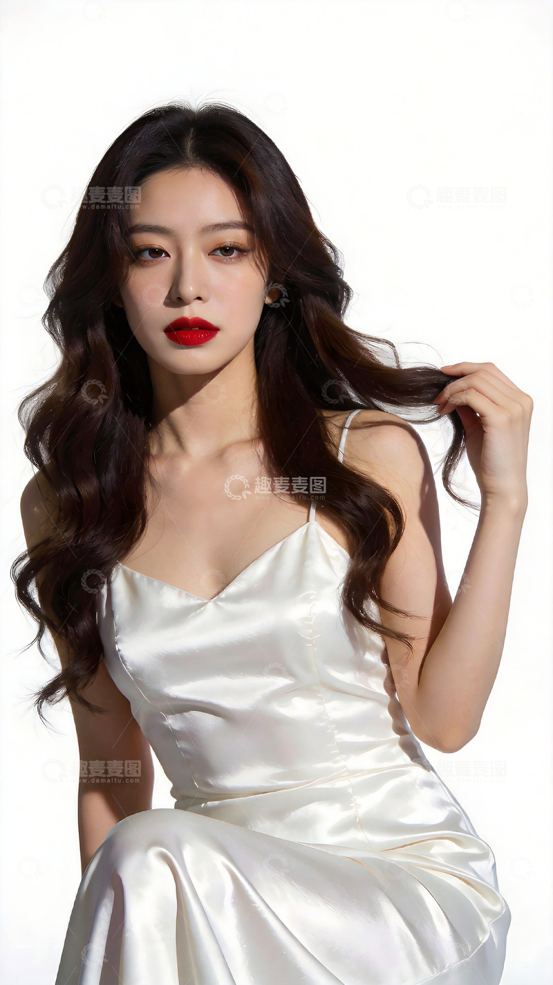 高清大图下载【趣麦麦图】时尚女性白裙写真摄影