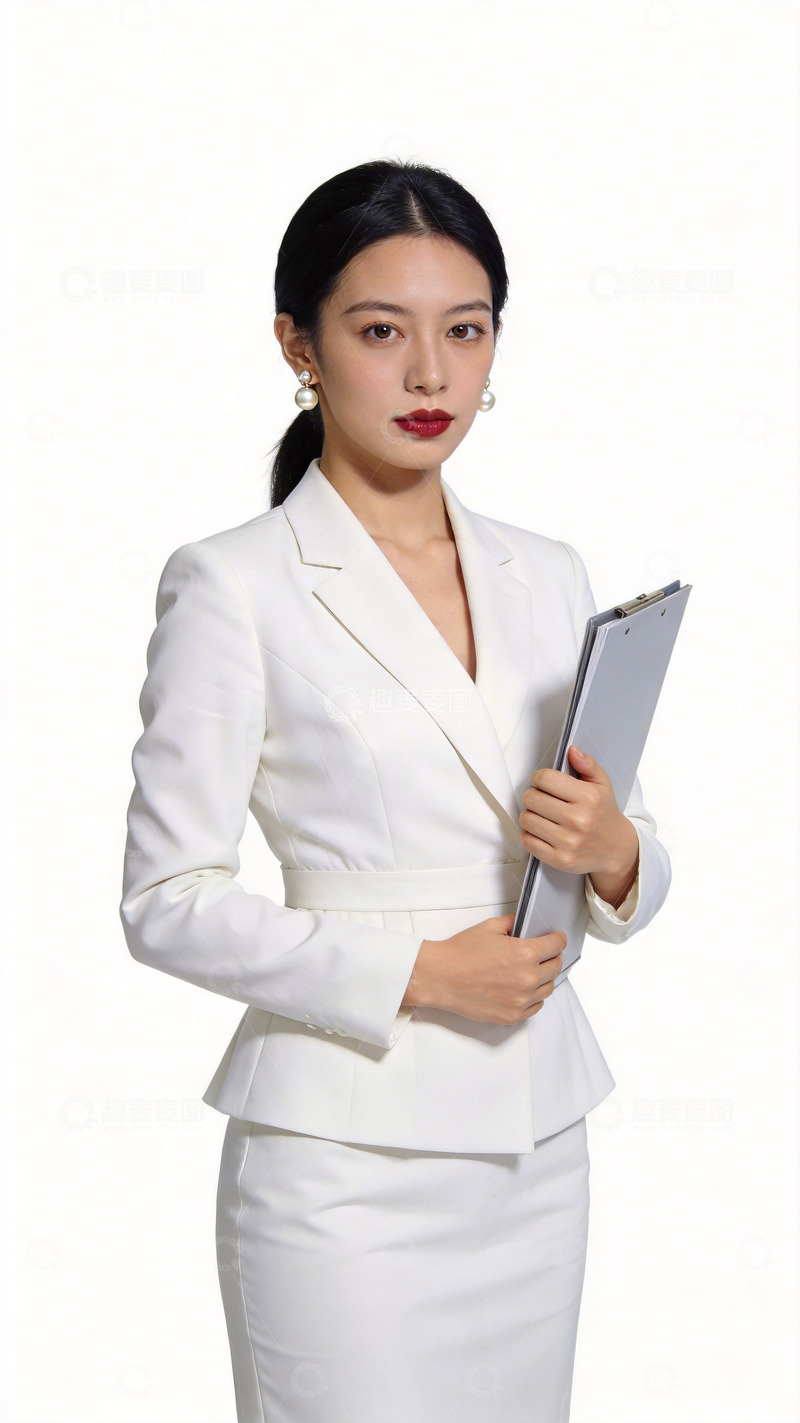 高清大图下载【趣麦麦图】职场女性白色西装形象照