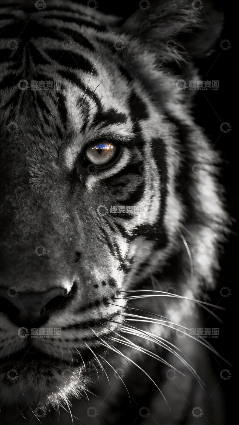 高清大图下载【趣麦麦图】黑白老虎特写镜头8