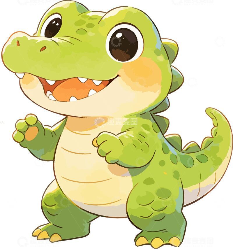 源文件下载【趣麦麦图】Q版卡通可爱的拟人化小鳄鱼