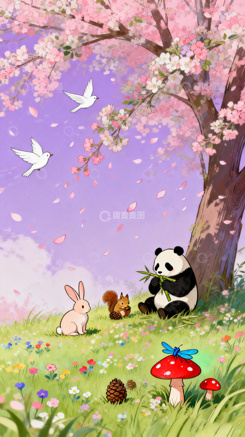 高清大图下载【趣麦麦图】卡通森林动物插画