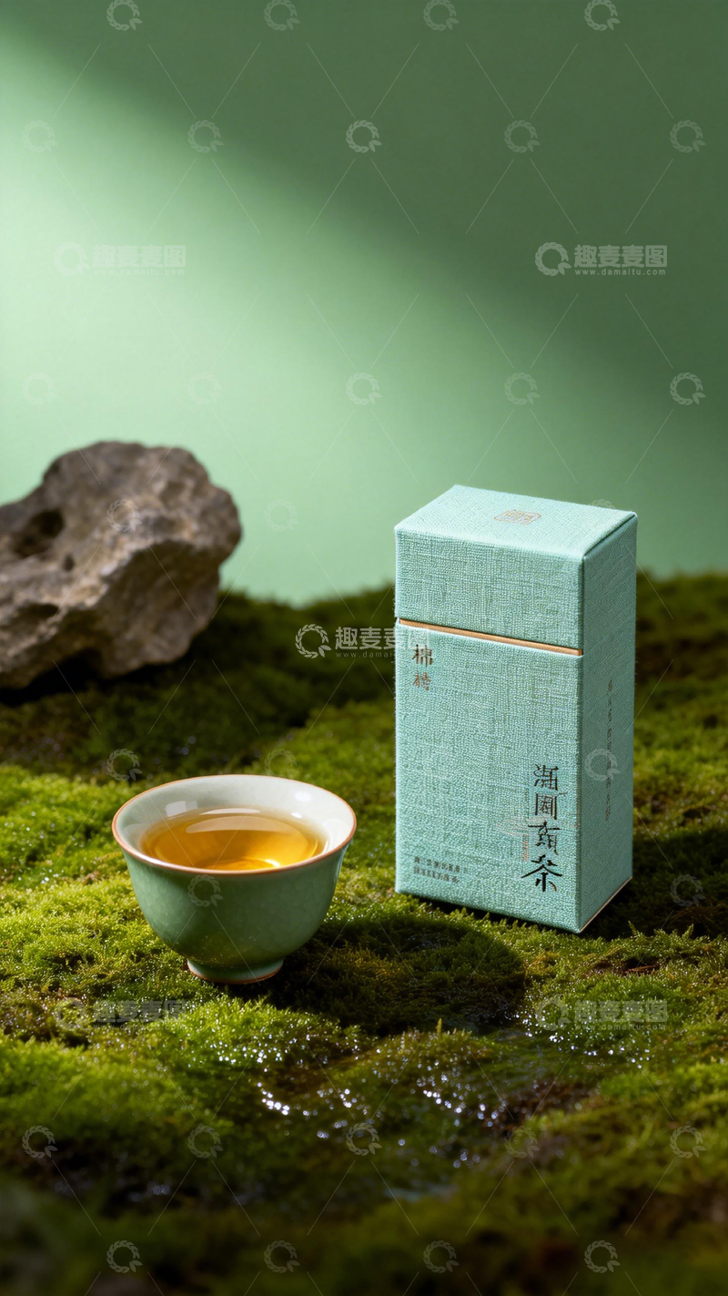 高清大图下载【趣麦麦图】茶韵自然雅致包装盒展示