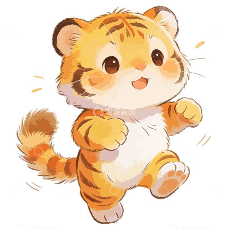 源文件下载【趣麦麦图】Q版卡通可爱的小老虎元素