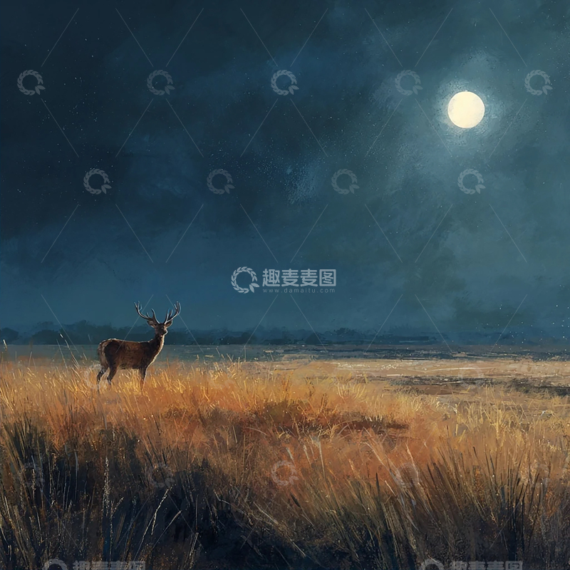 高清大图下载【趣麦麦图】月光下的孤独猎手