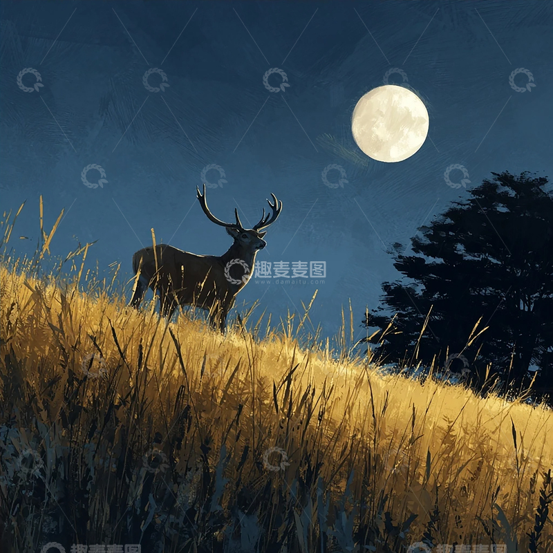 高清大图下载【趣麦麦图】夜幕中静谧的森林精灵