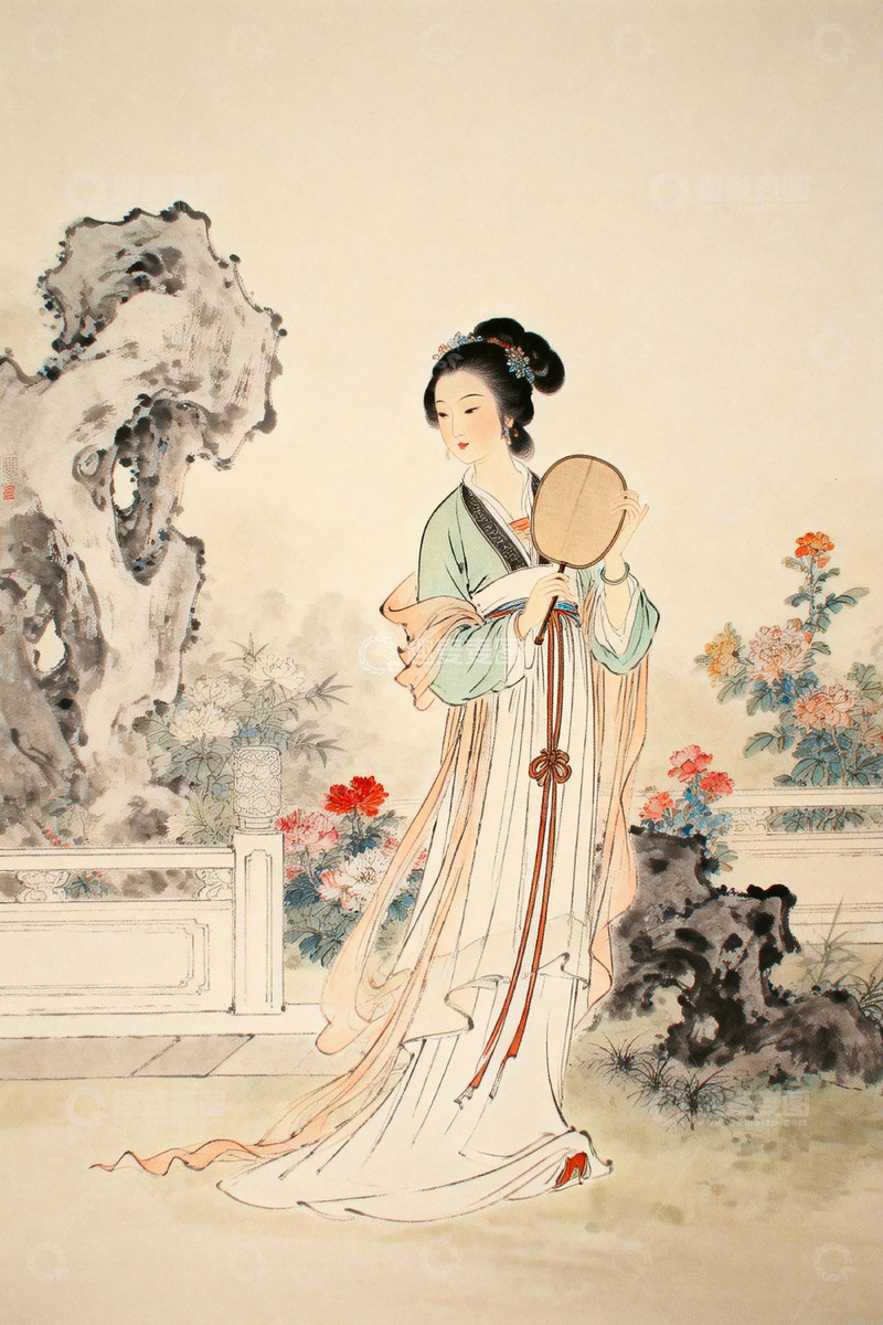高清大图下载【趣麦麦图】古典仕女图水墨画风格